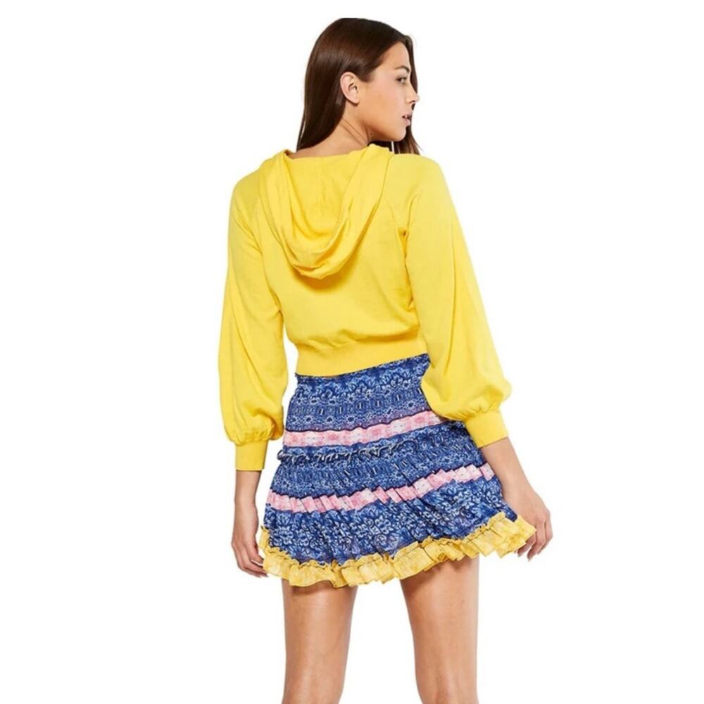 Misa Los Angeles Marion Tiered Chiffon Mini Skirt Mixed Tile Print M - Picture 2 of 11